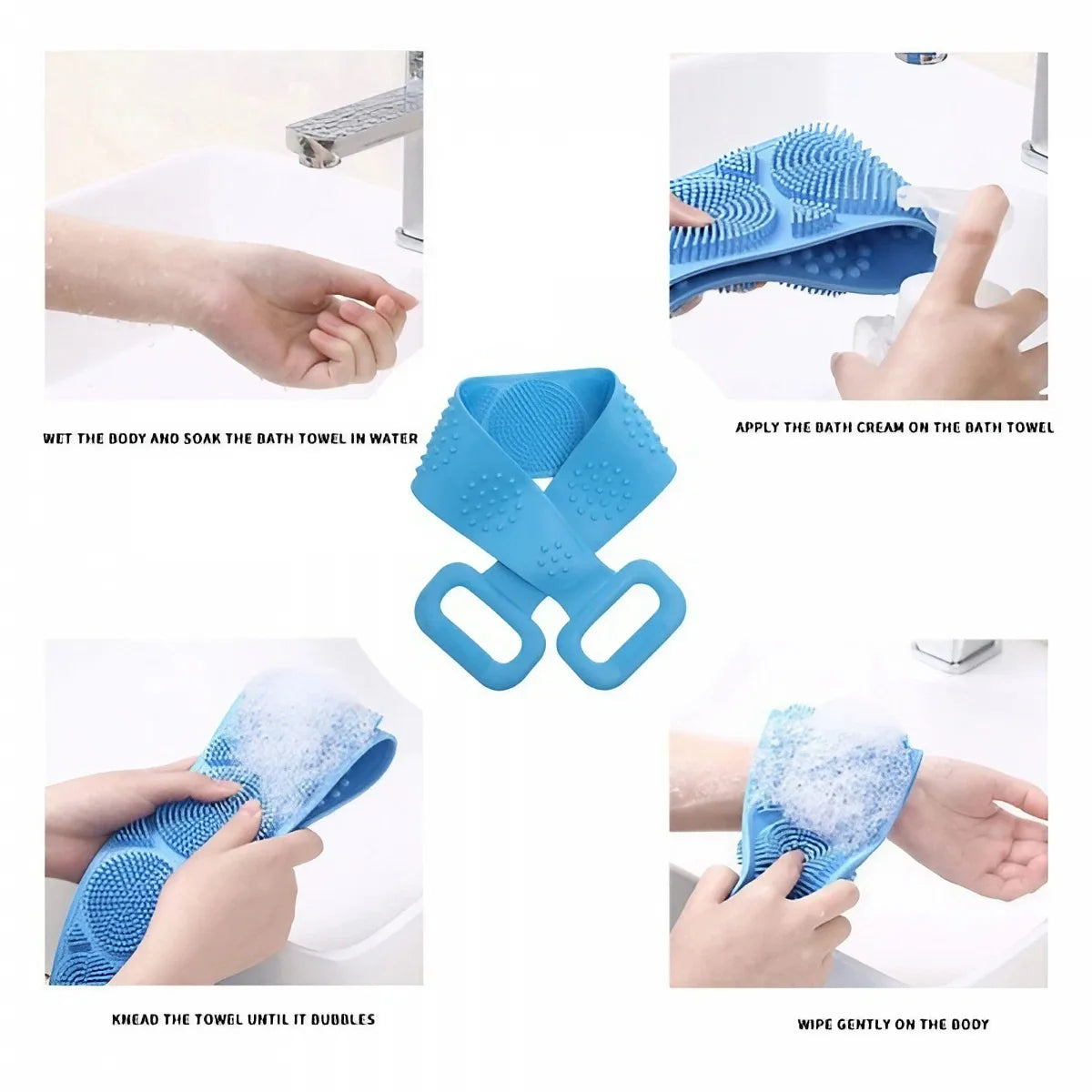 Silicone Bath Towel Massage Bath Brush Long Strip of Back Rubbing Ash Rubbing Bath with Rubbing Bath Towel