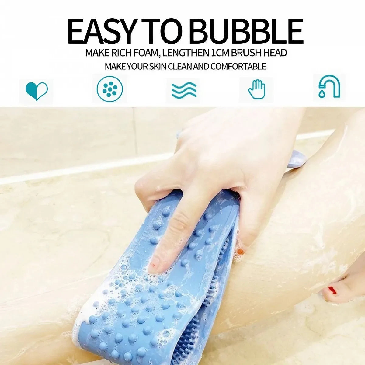 Silicone Bath Towel Massage Bath Brush Long Strip of Back Rubbing Ash Rubbing Bath with Rubbing Bath Towel