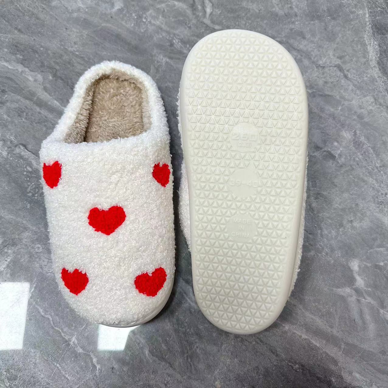 Cotton Plush Slippers, Hearts Mushroom Bedroom Slippers, Home House Cozy Fluffy Slippers, Adorable Slippers for Women, Mushroom Lovers Gifts for Her