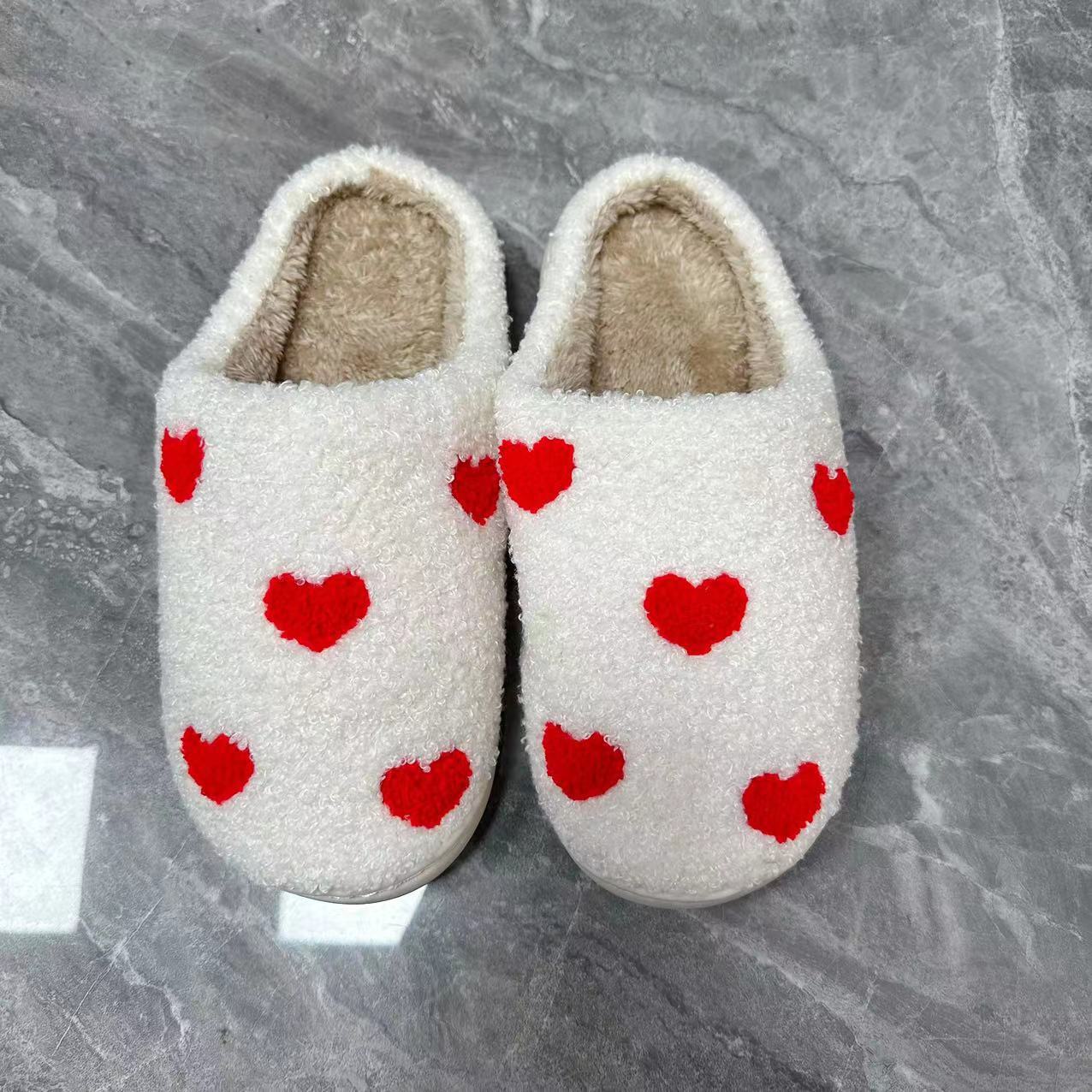 Cotton Plush Slippers, Hearts Mushroom Bedroom Slippers, Home House Cozy Fluffy Slippers, Adorable Slippers for Women, Mushroom Lovers Gifts for Her