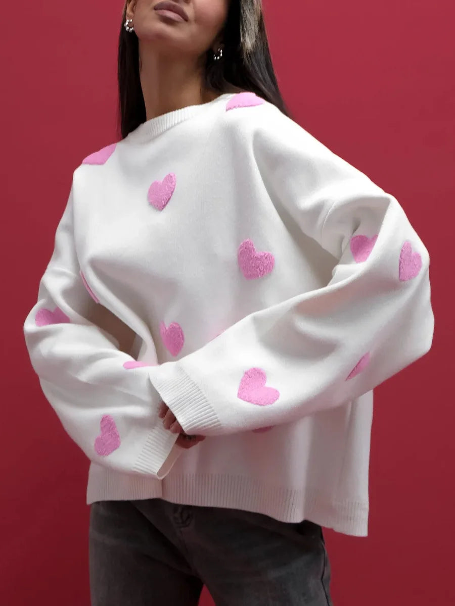 Chic Sweet Love Embroidery Knitting Sweaters