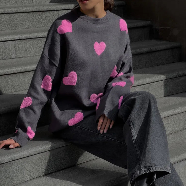 Chic Sweet Love Embroidery Knitting Sweaters