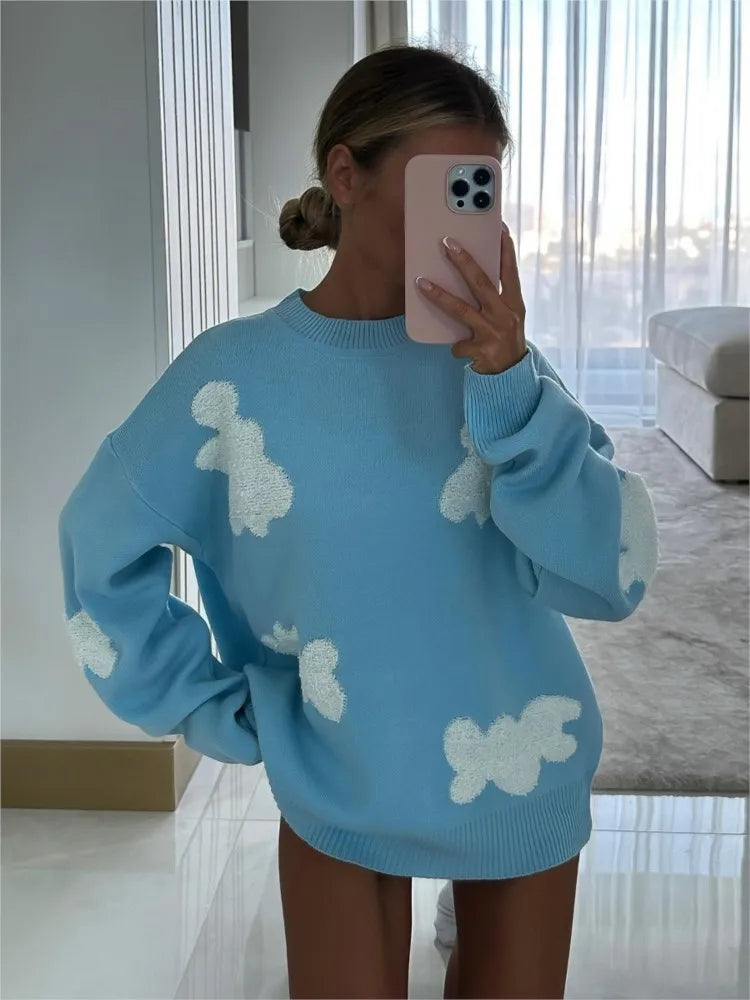 Chic Sweet Love Embroidery Knitting Sweaters