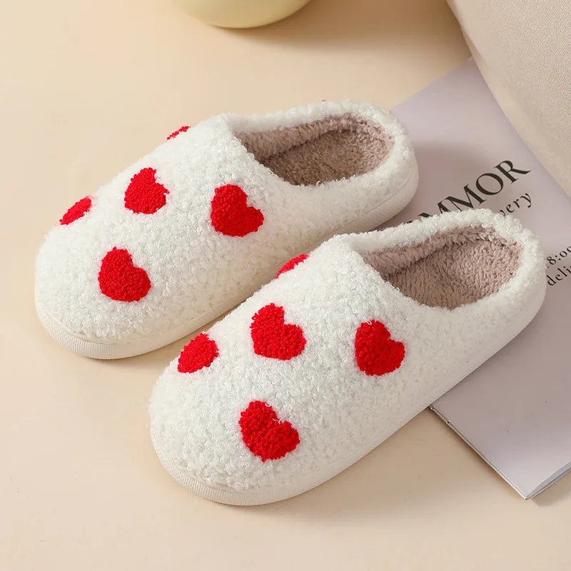 Cotton Plush Slippers, Hearts Mushroom Bedroom Slippers, Home House Cozy Fluffy Slippers, Adorable Slippers for Women, Mushroom Lovers Gifts for Her