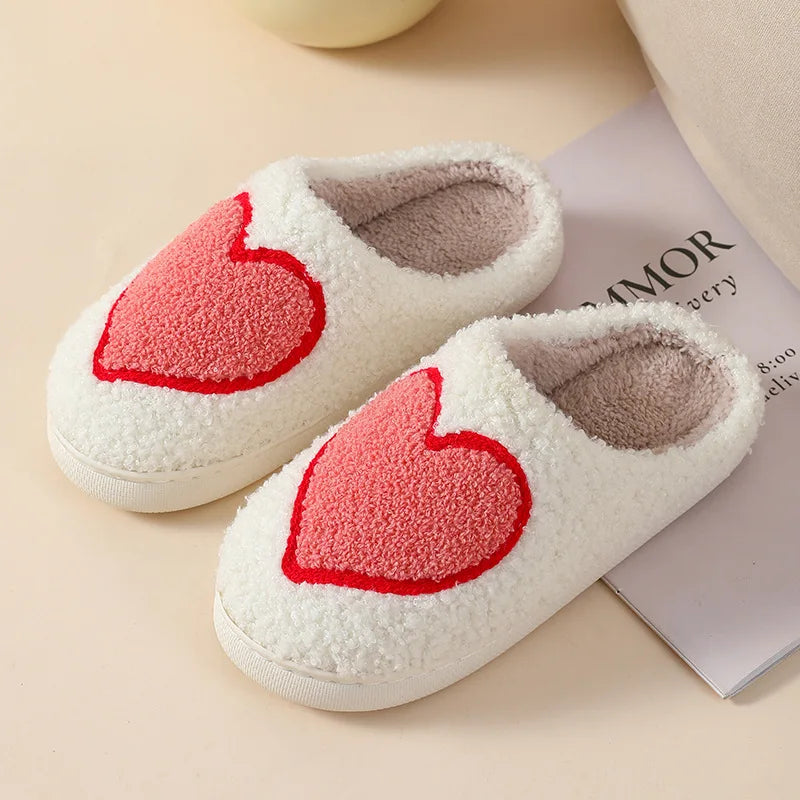 Cotton Plush Slippers, Hearts Mushroom Bedroom Slippers, Home House Cozy Fluffy Slippers, Adorable Slippers for Women, Mushroom Lovers Gifts for Her